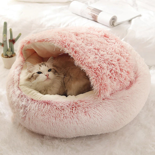 Cama Nido de Felpa para Mascotas | Suave, Cálida y Acogedora para Gatos y Perros Pequeños