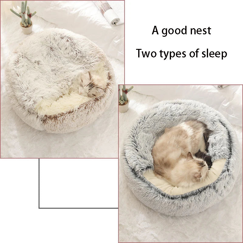 Cama Nido de Felpa para Mascotas | Suave, Cálida y Acogedora para Gatos y Perros Pequeños