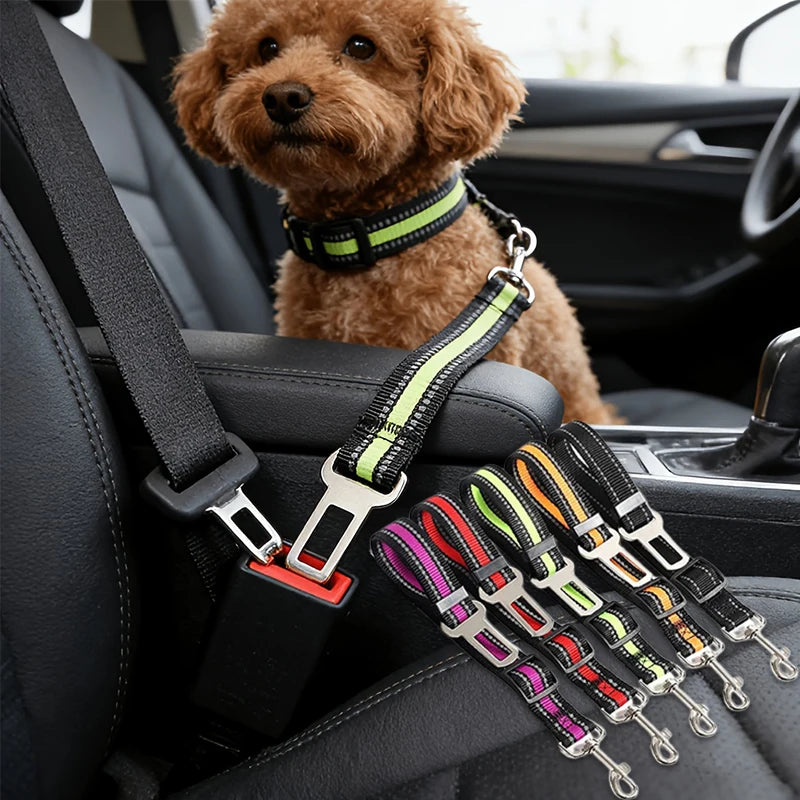 Cinturón de seguridad ajustable para mascotas en el coche