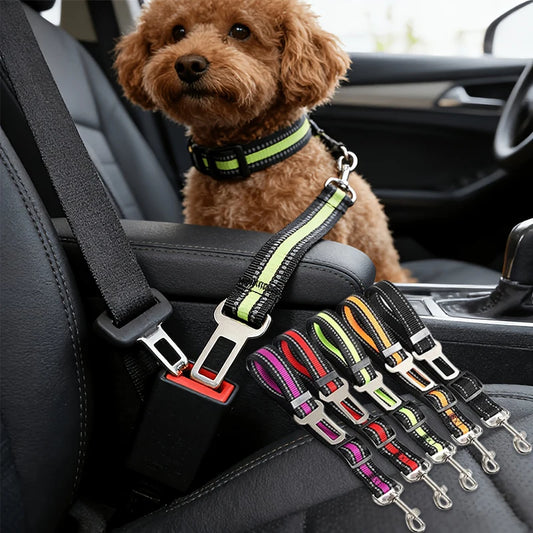 Cinturón de seguridad ajustable para mascotas en el coche