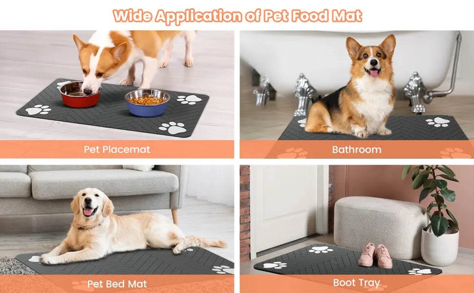 Alfombrilla de Alimentación para Mascotas | Antideslizante & Absorbente