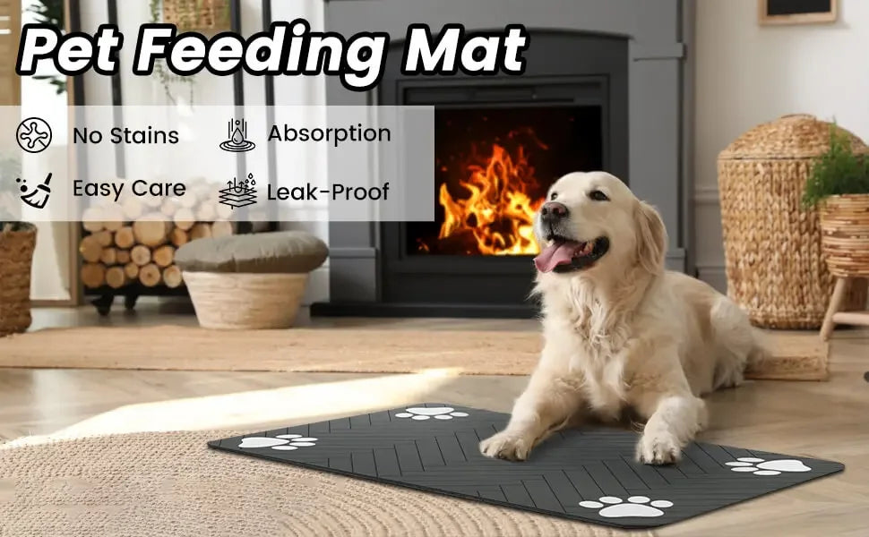 Alfombrilla de Alimentación para Mascotas | Antideslizante & Absorbente
